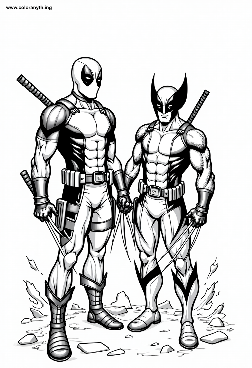 Deadpool and Wolverine: Dynamic Duo Coloring Page - Free Printable ...