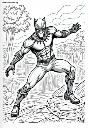 Dynamic Black Panther Coloring Page