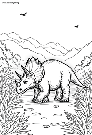 Triceratops in a Prehistoric Paradise