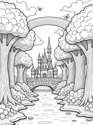 Candy Forest with Chocolate River and Gingerbread Castle