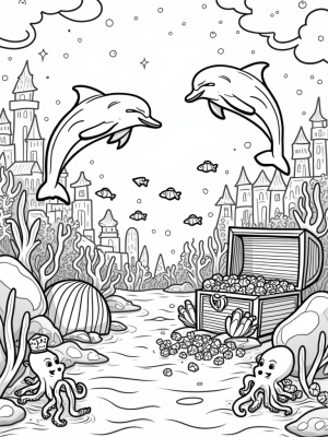 Dolphins and Friends in an Underwater Playground