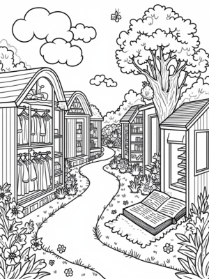 Pastel Dollhouse with a Giant Wardrobe and Cozy Reading Nook