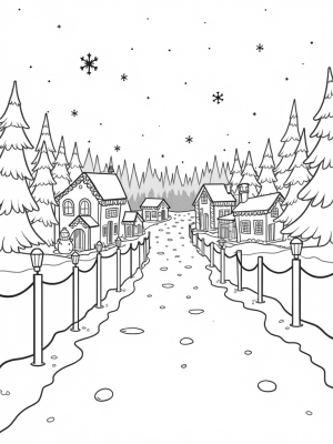 Holiday Village with Gingerbread Houses and a Snowman