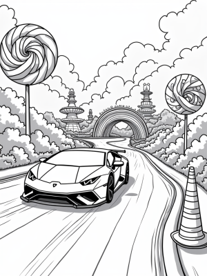 Candy Land Racing Track with Fruit Slice Lamborghini