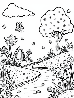 Enchanting Forest Clearing with Star and Heart Flowers