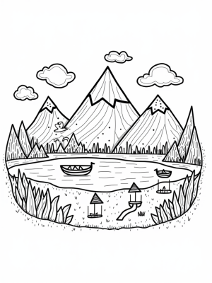 Colorful Triangle Mountain Landscape