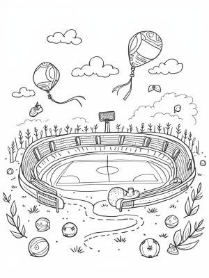 Giant Soccer Ball Sports Arena in a Meadow