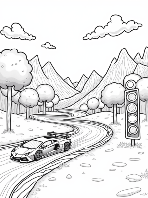 Candyland Race Track with a Lamborghini