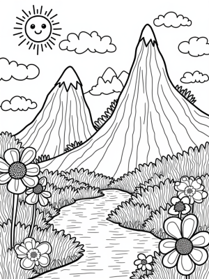 Candy-Colored Mountain Landscape with Lollipop Forest