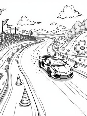 Cheering Animals and a Sparkly Lamborghini on the Racetrack
