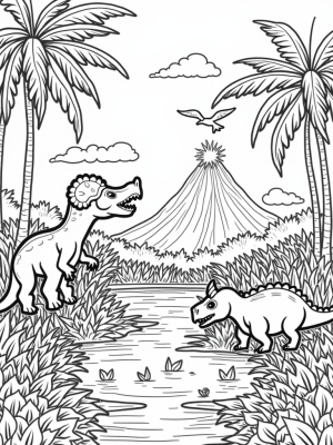 Friendly Dinosaurs in a Prehistoric Jungle