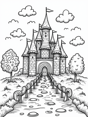 Candy Castle with Ice Cream Turrets and Chocolate River