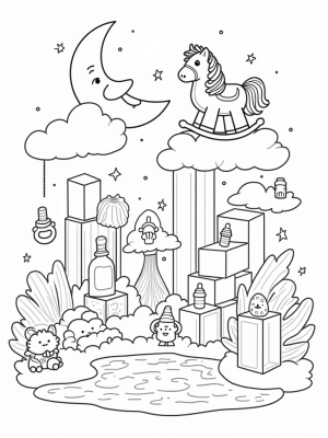 Giant Blocks and a Rocking Horse in a Dreamy Nursery