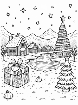 Charming Holiday Village with Gingerbread Houses and Snowmen
