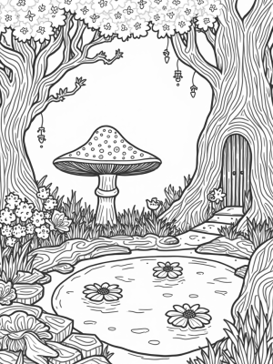Glow in the Dark Mushroom in a Magical Forest Clearing