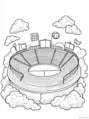 Floating Sports Arena with Giant Equipment