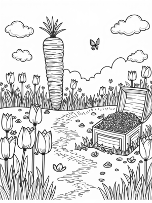 Pastel Egg Meadow with Carrot Tower and Candy Chest