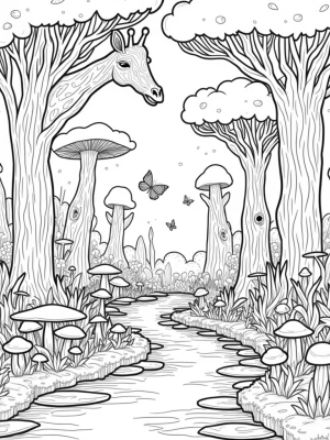 Forest of Animal Trees and Butterflies