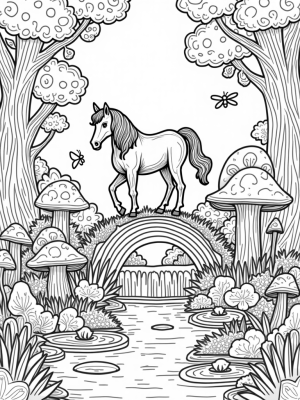 Majestic Pony in a Flower-Filled Glade