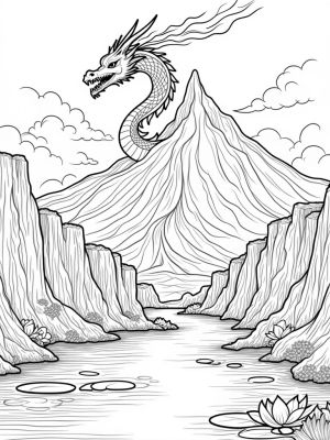 Dragon Head Mountain with Lightning and Lake