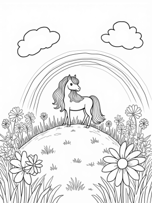Majestic Pony in a Colorful Meadow