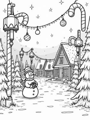 Candy Cane Lampposts and a Giant Gingerbread House