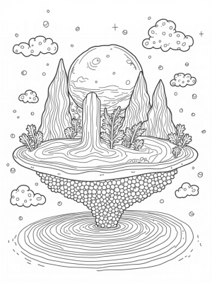 Boba Planet with Tapioca Waterfalls and Straw Trees