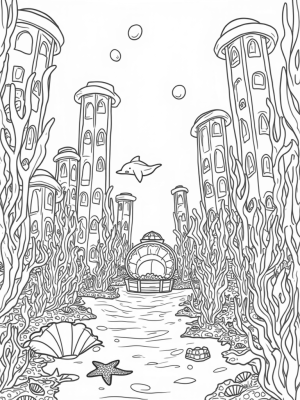 Underwater City with Dolphins and Coral Skyscrapers