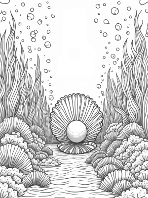 Underwater Garden with Giant Seashell and Colorful Coral