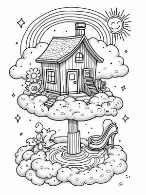 Dreamhouse on a Cloud with a Lipstick Fountain
