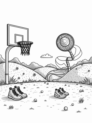 Giant Sports Equipment Fun at the Whimsical Arena