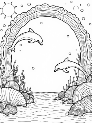 Underwater Coral Reef with Playful Dolphins