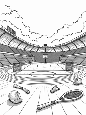 Gigantic Soccer Ball Stadium with Sports Murals