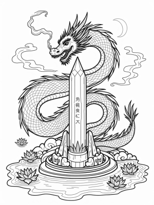 Majestic Dragon Coiled Around a Crystal Spire