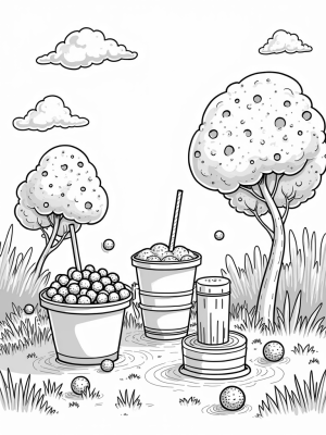 Giant Boba Tea Planters in a Magical Garden