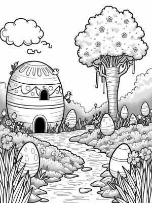 Colorful Easter Eggs in a Giant Garden