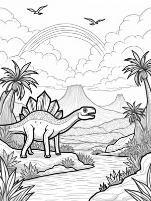 Stegosaurus Amidst Lush Prehistoric Landscapes