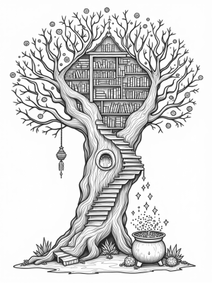 Tree Library of Magical Tomes