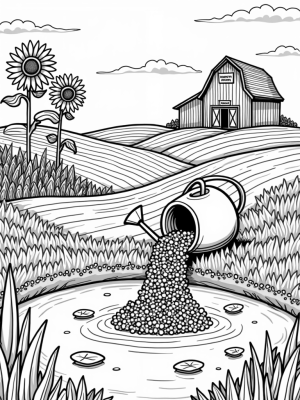 Harvest Haven: Colorful Crops and a Whimsical Watering Can