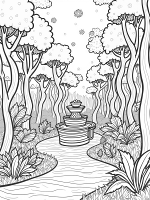 Boba Tea Garden with Tapioca Trees and Colorful Pearls