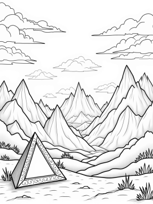Vibrant Triangle Landscape with Clouds and Mountains