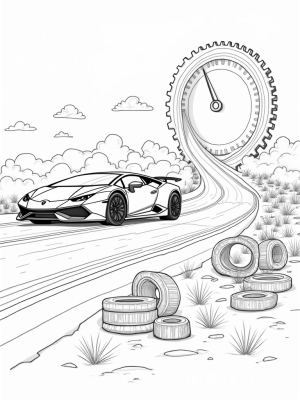 Futuristic Lamborghini Above Neon Racetrack