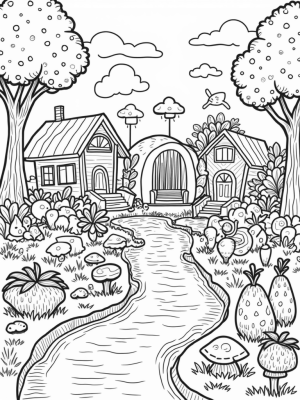 Fruit Garden with Strawberry Houses and Chocolate Fountain