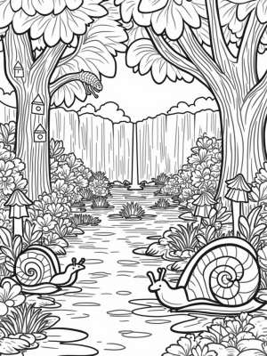 Giant Leaves and Colorful Snails in a Jungle Paradise