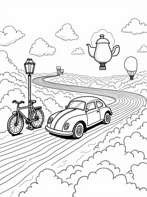 Floating Vehicles in a Cotton Candy Cityscape