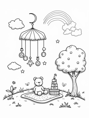 Floating Nursery with Teddy Bear and Mobile