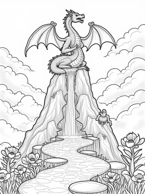 Dragon Twirling Around a Gemstone Tower