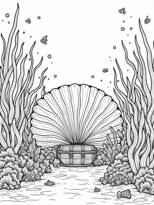 Underwater Garden with a Giant Clam and Treasure Chest