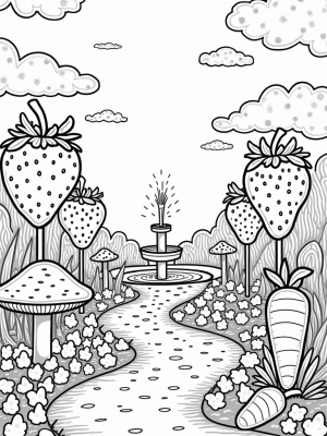 Giant Strawberry Garden with Chocolate Fountain