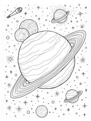 Vibrant Galaxy with Crystalline Planet and Whimsical Comets